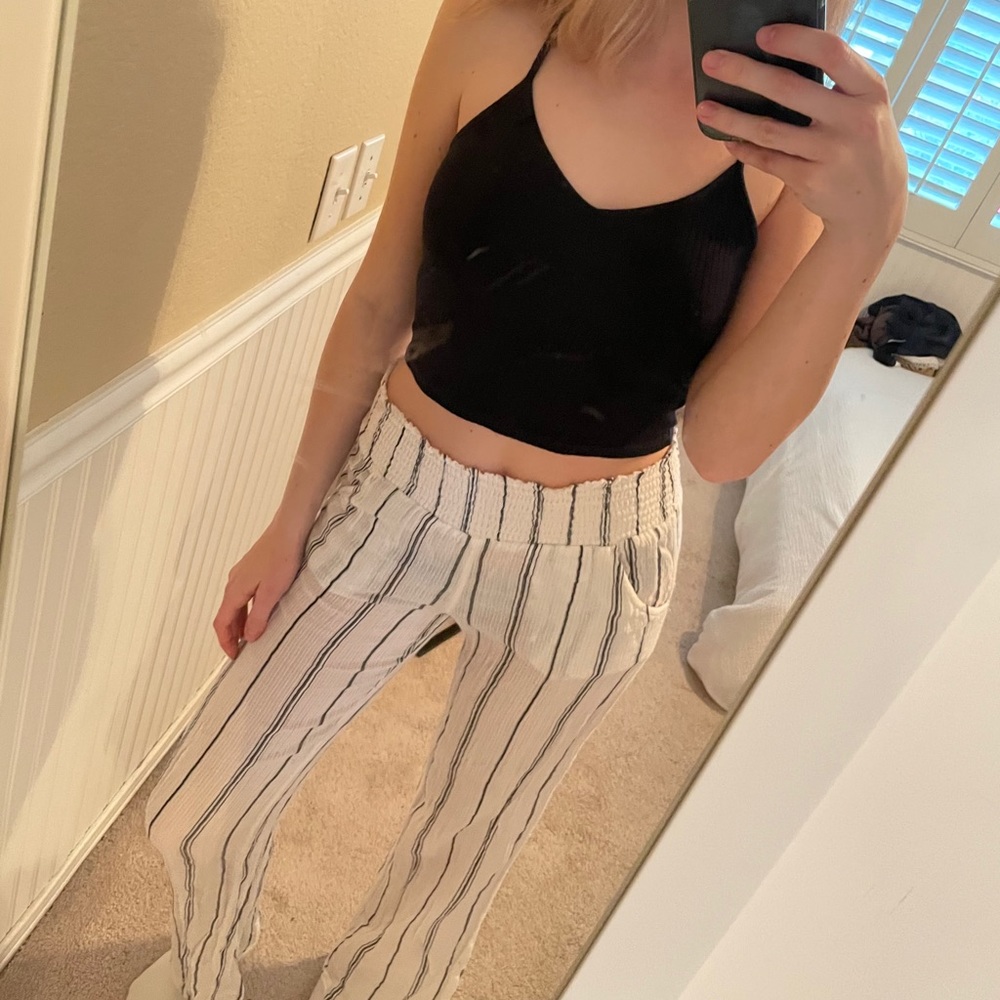 Billabong Black and White Striped Wide Leg Pants